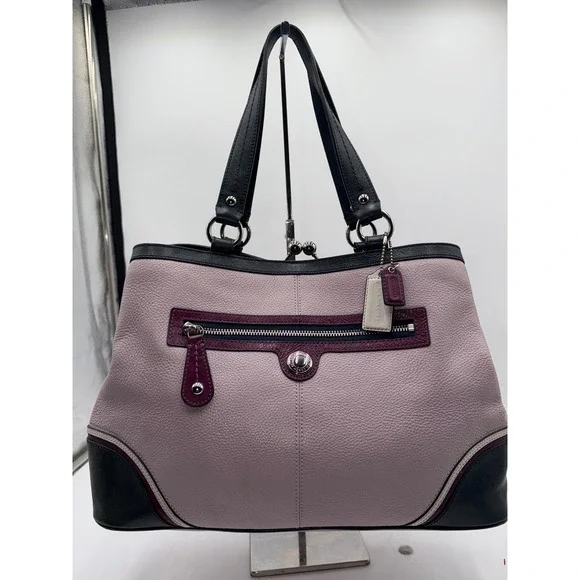 Coach Laura Spectator Tri-Color Pebbled Leather Shoulder Bag Lavender - Picture 2 of 14